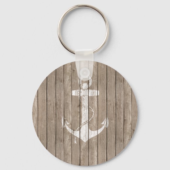 Distressed Wood with Anchor Keychain (Front)