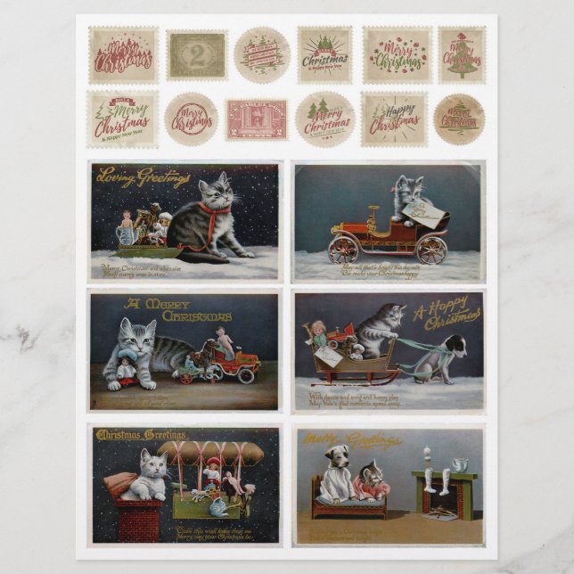 Distressed Wooden Floral Cat Embellishments (Front)