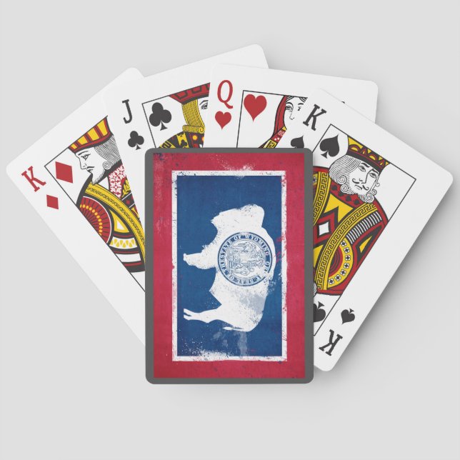 Distressed Wyoming State Flag Poker Cards (Back)