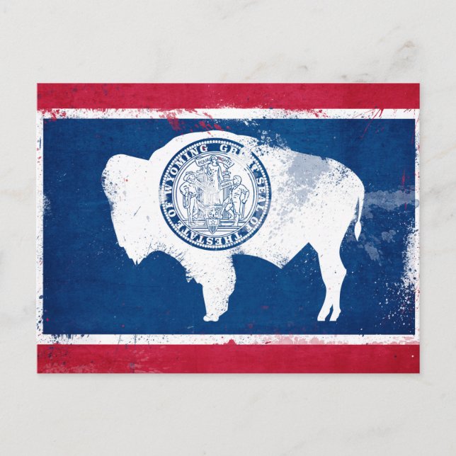 Distressed Wyoming State Flag Postcard (Front)