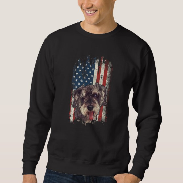 Distressed Yorkshire Terrier American Flag Patriot Sweatshirt (Front)