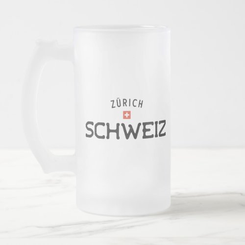 Distressed Zurich Schweiz Switzerland Frosted Glass Beer Mug