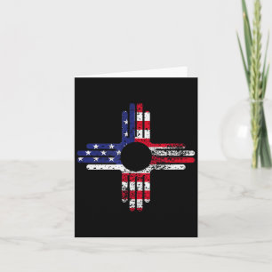 Distresses American Flag New Mexico Zia Symbol For Card