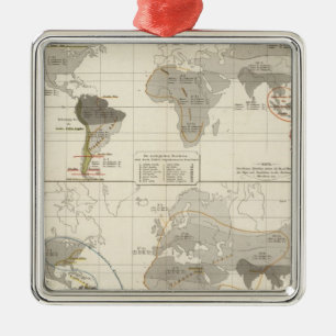 Distribution of birds and amphibians metal ornament