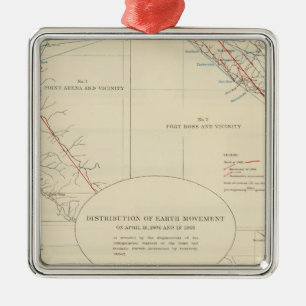 Distribution of earth movement in California Metal Ornament