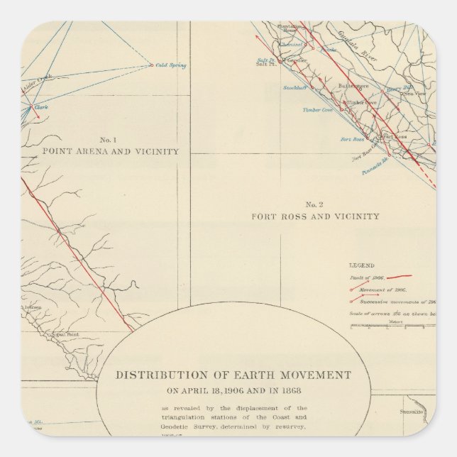 Distribution of earth movement in California Square Sticker (Front)