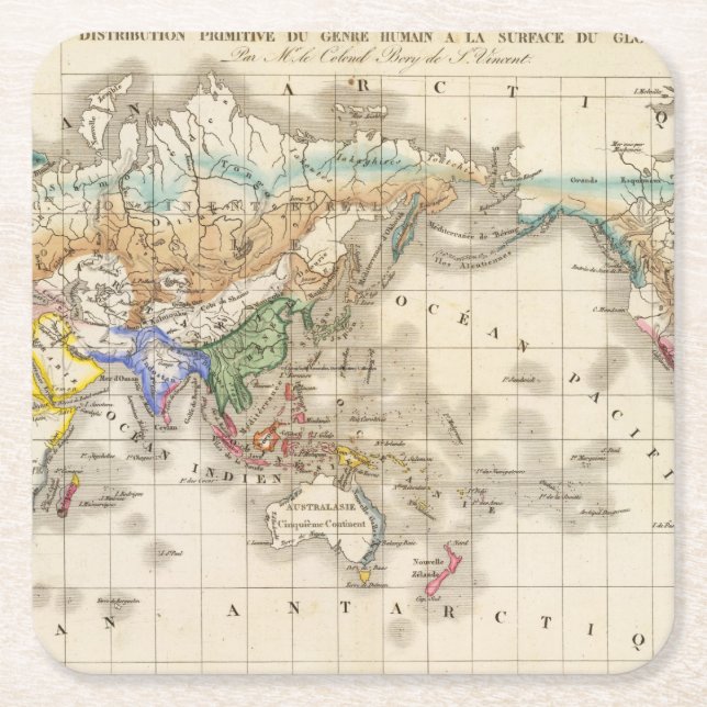 Distribution primitive du genre humain square paper coaster (Front)
