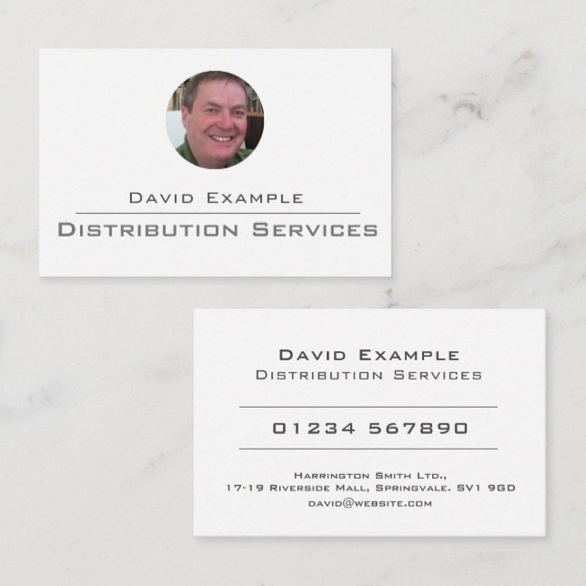Distribution Services with Photo of Holder Business Card (Front/Back)