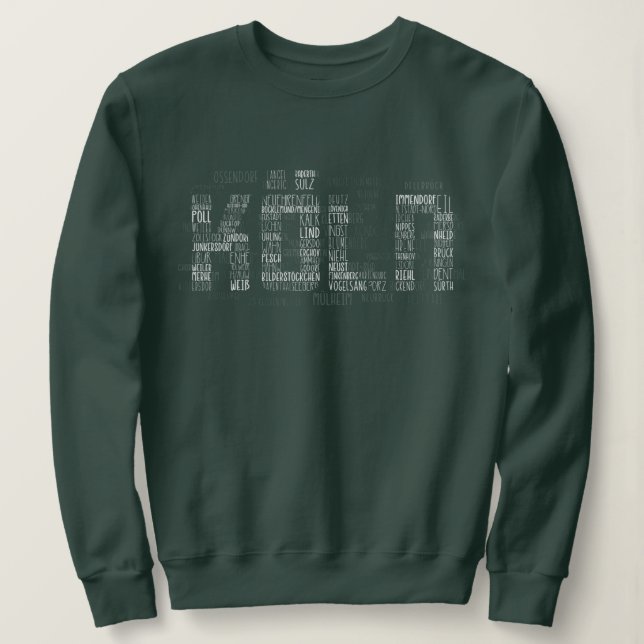 Districs of Cologne Word Art, Stadtteile Köln Sweatshirt (Design Front)