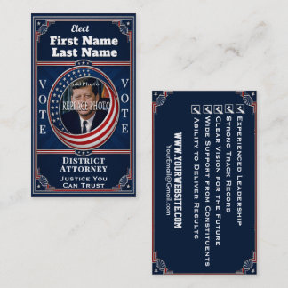 District Attorney Photo Political Election Business Card