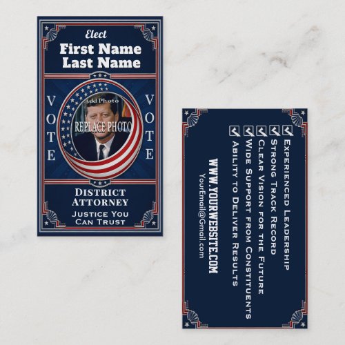 District Attorney Photo Political Election Business Card