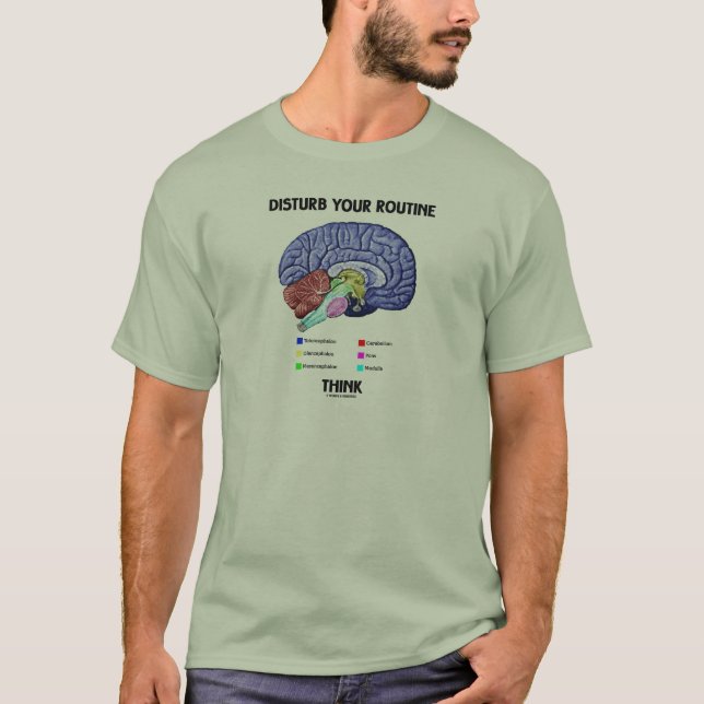 Disturb Your Routine Think (Brain Anatomy) T-Shirt (Front)