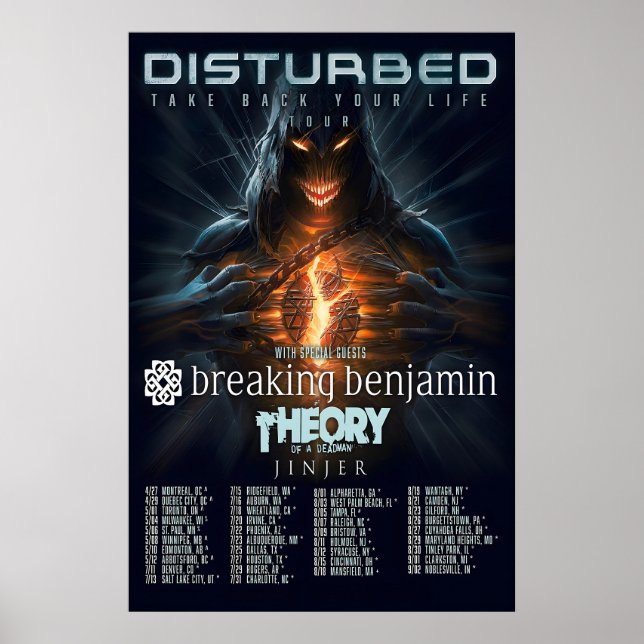 Disturbed Take Back Your Life Tour REPRODUCTION Poster (Front)