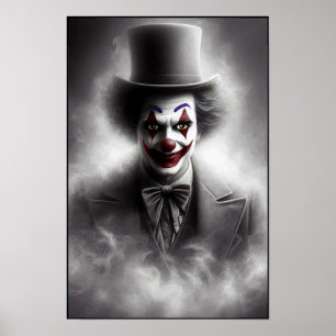 Disturbed Vintage Clown With a Sinister Smile Poster