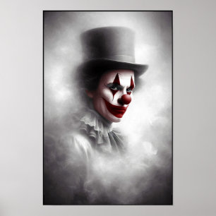 Disturbed Vintage Clown With a Sinister Smile Poster