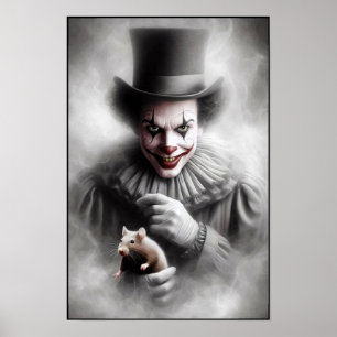 Disturbed Vintage Clown With a Sinister Smile Poster