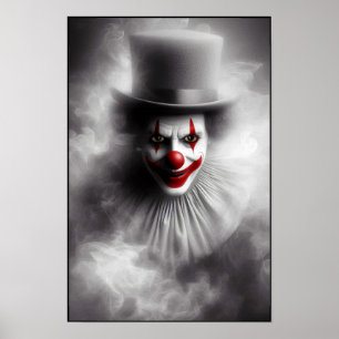 Disturbed Vintage Clown With a Sinister Smile Poster