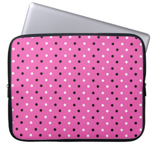 Disty Polka Dot Pink Black White Laptop Sleeve