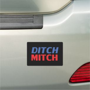 Ditch Mitch red black blue modern typography funny Car Magnet