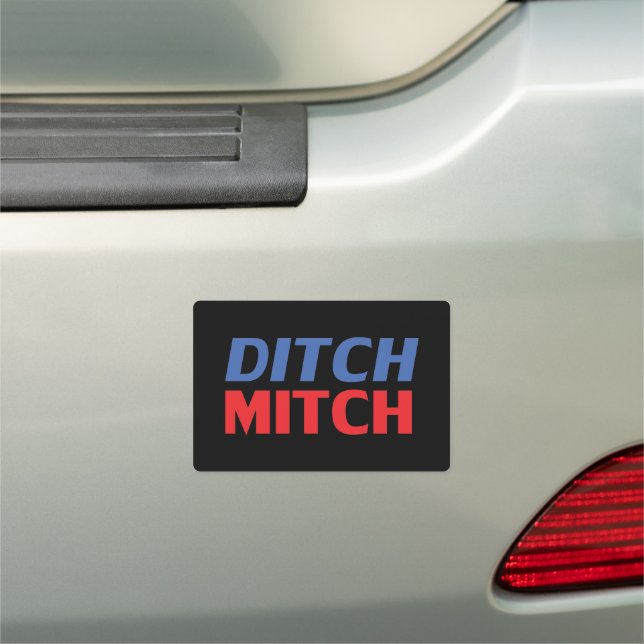 Ditch Mitch red black blue modern typography funny Car Magnet (In Situ)