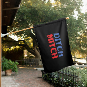 Ditch Mitch red black blue modern typography funny House Flag