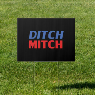 Ditch Mitch red black blue modern typography funny Sign
