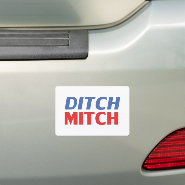 Ditch Mitch red white blue modern typography funny Car Magnet (In Situ)