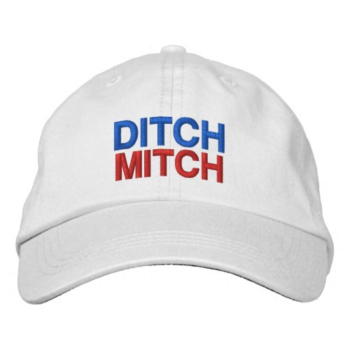 Ditch Mitch red white blue modern typography funny Embroidered Baseball Cap