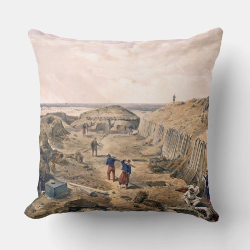 Ditch of the Bastion du Mat plate from The Seat Throw Pillow