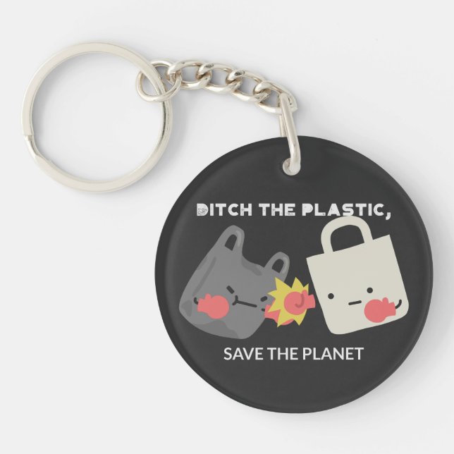 Ditch the Plastic - Save the Planet Keychain (Front)