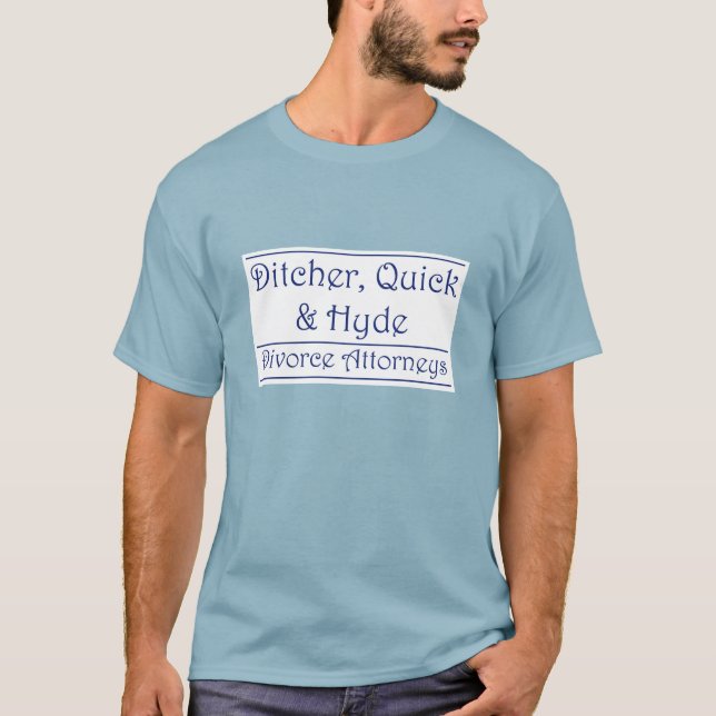 Ditcher, Quick & Hyde - blue on white T-Shirt (Front)