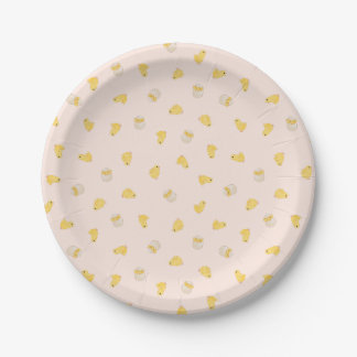 Ditsy Chicks (Misty Rose) – Cute Bird Pattern Paper Plates