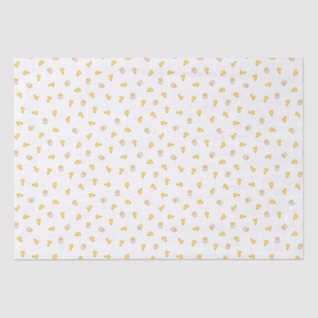 Ditsy Chicks (White) – Cute Easter Pattern Tissue Paper (Front)