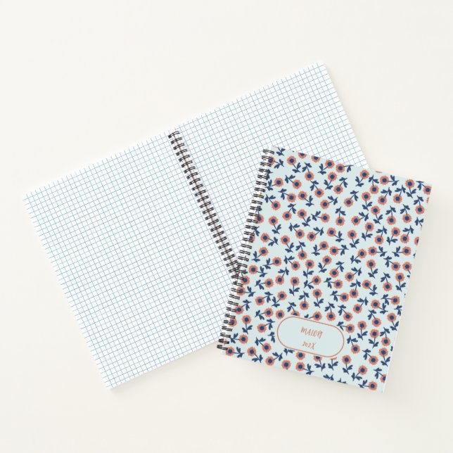 Ditsy Coral Daisies – Mini Floral Seamless Pattern Notebook (Inside)