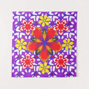 Ditsy cute floral seamless pattern in white, red a tapestry