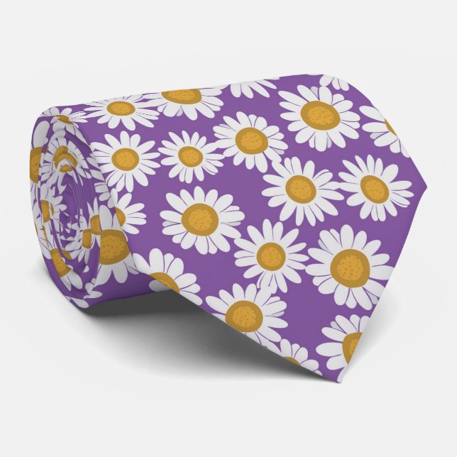 Ditsy daisy flowers neck tie (Rolled)