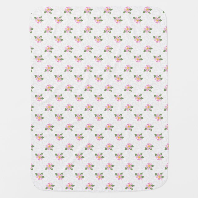 Ditsy Dog Rose Polka Dot Style Baby Blanket (Front)