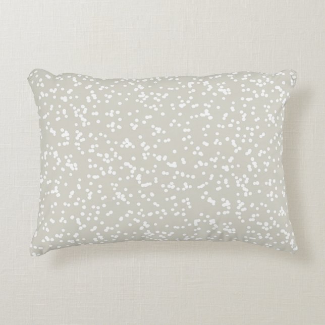 Ditsy Dots Pattern - White on Beige/Greige Accent Pillow (Front)