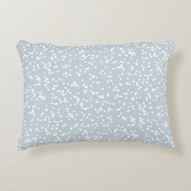 Ditsy Dots Pattern - White on Dusty Blue Accent Pillow (Front)