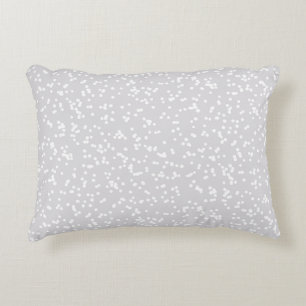Ditsy Dots Pattern - White on Silver-Gray Accent Pillow