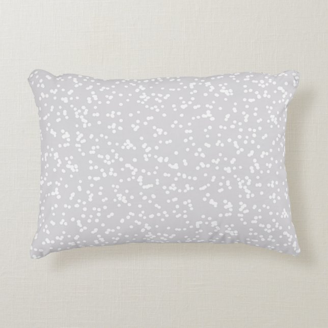 Ditsy Dots Pattern - White on Silver-Gray Accent Pillow (Front)