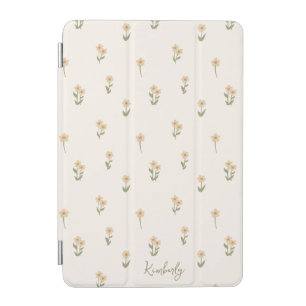 Ditsy Floral Boho Wildflower Neutral Beige Name iPad Mini Cover