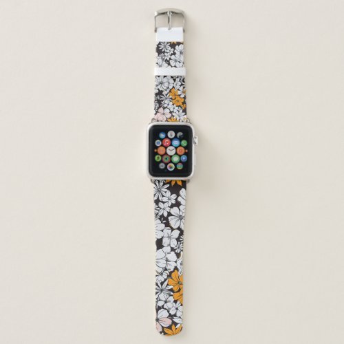 Ditsy Floral Colorful Dark Background Apple Watch Band