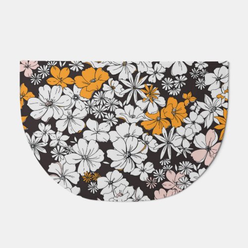 Ditsy Floral Colorful Dark Background Doormat