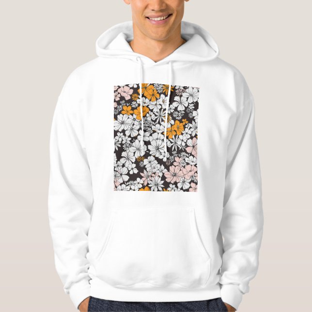Ditsy Floral: Colorful Dark Background. Hoodie (Front)