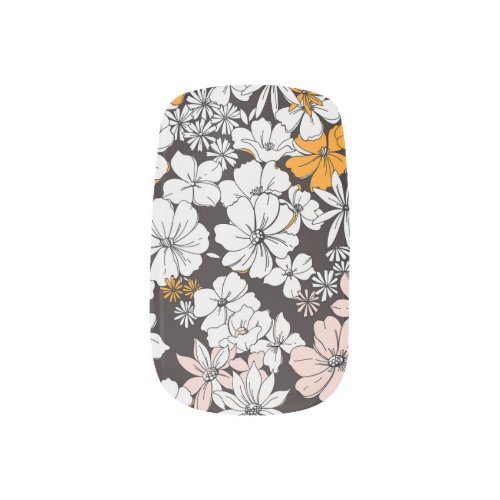 Ditsy Floral Colorful Dark Background Minx Nail Art