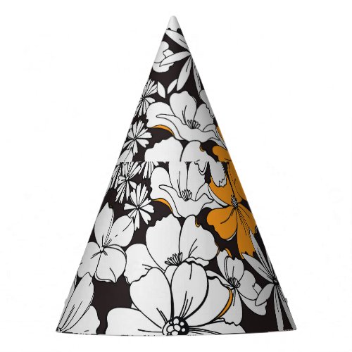 Ditsy Floral Colorful Dark Background Party Hat