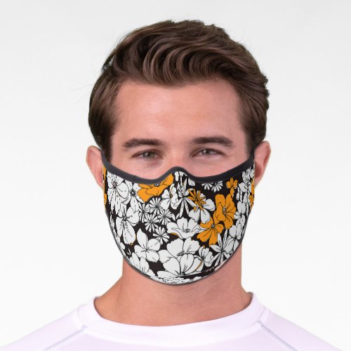 Ditsy Floral Colorful Dark Background Premium Face Mask
