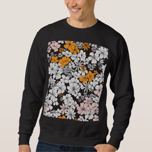 Ditsy Floral Colorful Dark Background Sweatshirt