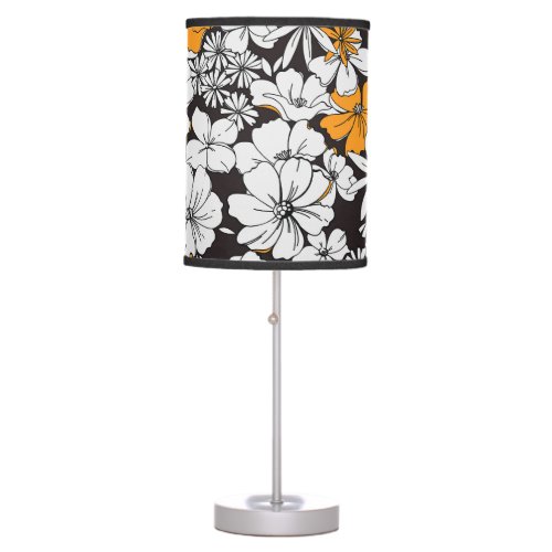 Ditsy Floral Colorful Dark Background Table Lamp
